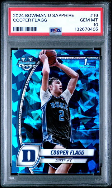 2024 Chrome Sapphire University Cooper Flagg #16 PSA 10