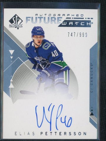 2018-19 Upper Deck SP Authentic Future Watch Elias Pettersson #189 RC Auto /999
