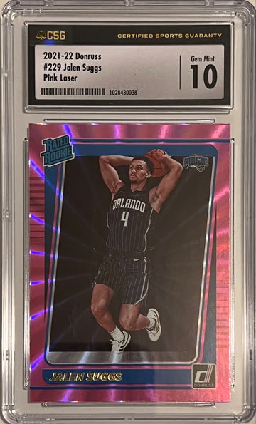 2021-22 Donruss Jalen Suggs Pink Laser RC CSG 10 Magic