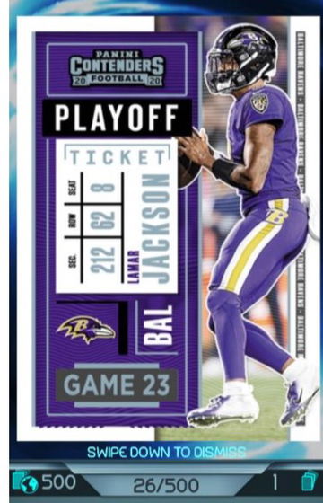2020 Contenders Panini Blitz Lamar Jackson /500