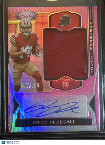 62/260 2024 Panini Certified Freshman Fabric Ricky Pearsall #FMS-RPL Pink RPA RC