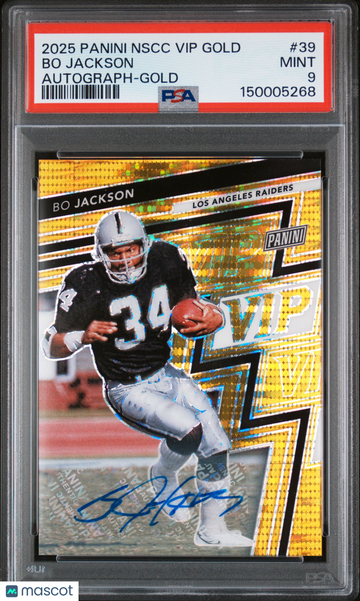 2025 Panini National Sports Collectors Convention Vip Gold Bo Jackson #39 Autograph PSA 9
