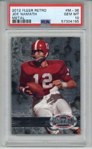 2012 FLEER RETRO SKYBOX METAL #M-36 JOE NAMATH ALABAMA JETS PSA 10