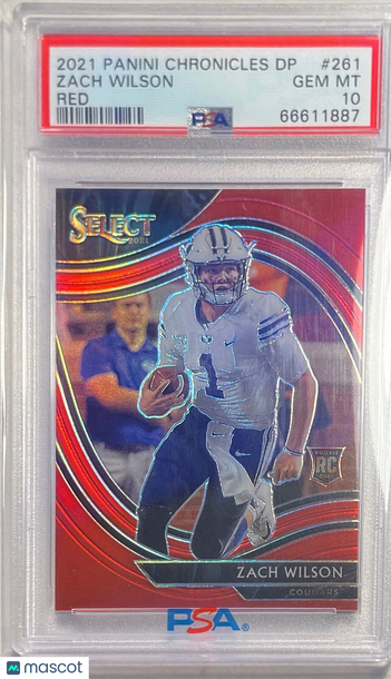 2021 Panini Chronicles Draft Picks Zach Wilson #261 Red PSA 10