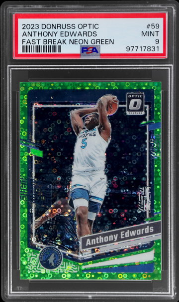 2023 Donruss Optic Anthony Edwards Fast Break Neon Green PSA 9