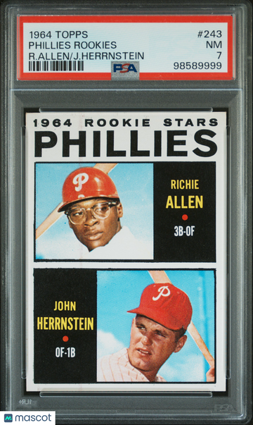 1964 Topps Phillies Rookies #243 R. Allen J. Herrnstein PSA 7