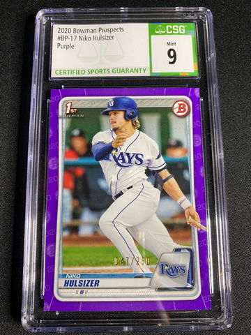 2020 Bowman Prospects Niko Hulsizer 1st Bowman Purple /250 #BP-17 CSG 9 SP