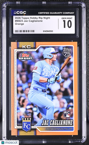 2026 Topps Hobby Rip Night Jac Caglianone #BB23 Orange CGC 10