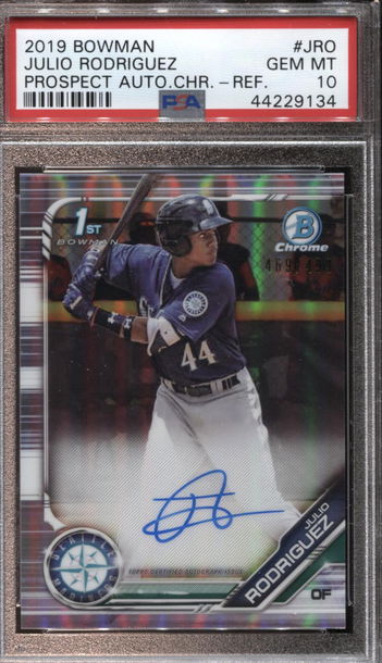 JULIO RODRIGUEZ 2019 BOWMAN CHROME REFRACTOR AUTO /499 PSA 10