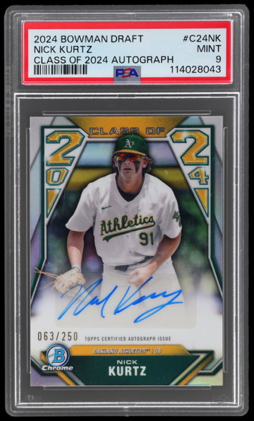 2024 Bowman Draft Nick Kurtz Class Of 2024 Autograph PSA 9