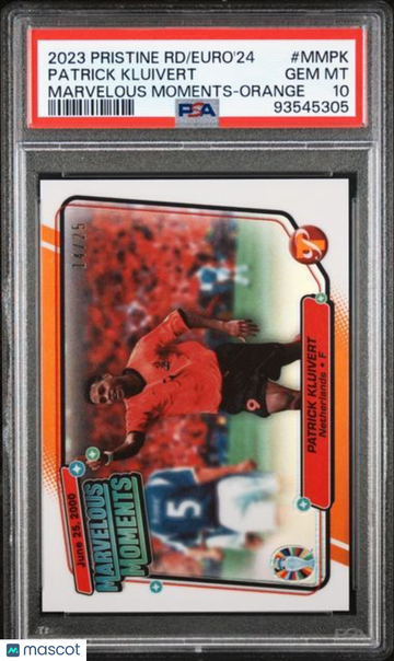2023 Topps Pristine Road To UEFA Euro 2024 Marvelous Moments Patrick Kluivert #MMPK Orange /25 PSA 10