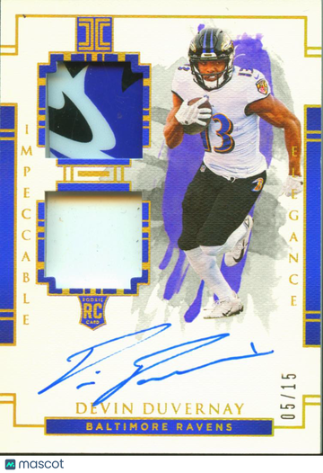 2020 Panini Impeccable Elegance Devin Duvernay #130 /15 Patch RC Memorabilia