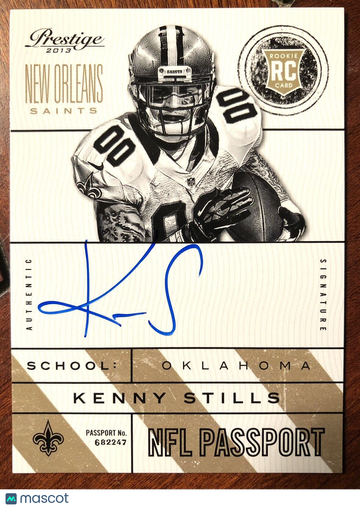 Kenny Stills 2013 Prestige NFL Passport Signature Auto #35 Rookie RC N.O. Saints