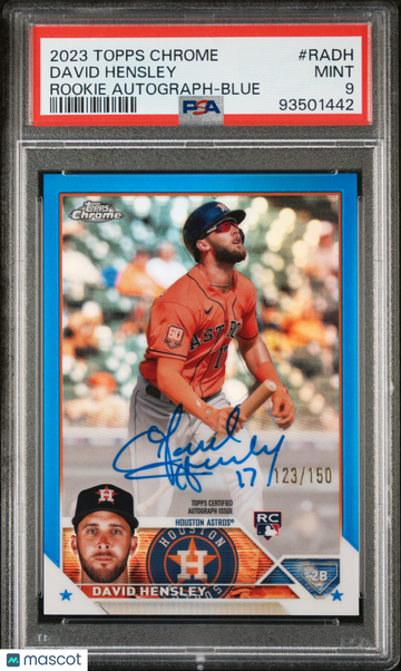 2023 Topps Chrome Rookie Autograph David Hensley #RADH Blue Ref /150 PSA 9