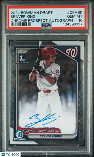 2024 Bowman Draft Chrome Prospect Autographs Seaver King #CPASK PSA 10