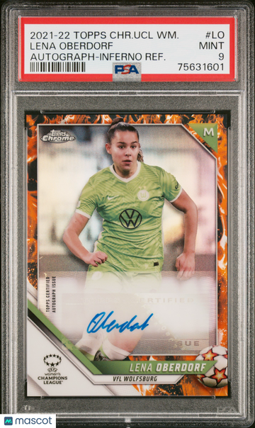 2021-22 Topps Chrome UEFA Women's Champions League Autographs Lena Oberdorf #LO Inferno Refractor PSA 9