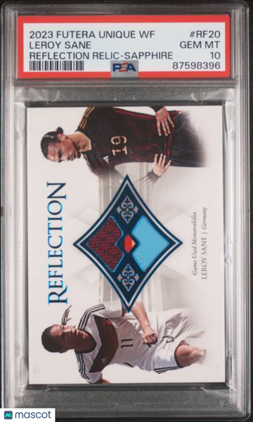2023 Futera Unique World Football Reflection Relics Leroy Sane #RF20 Sapphire PSA 10
