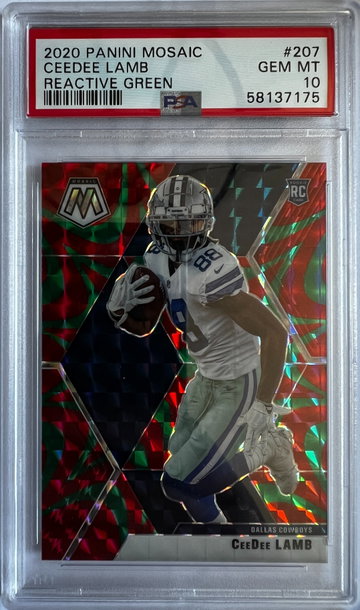 2020 Panini Mosaic Ceedee Lamb Reactive Green PSA 10