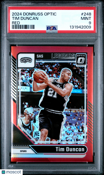 2024 Panini Donruss Optic Tim Duncan #248 Red / PSA 9