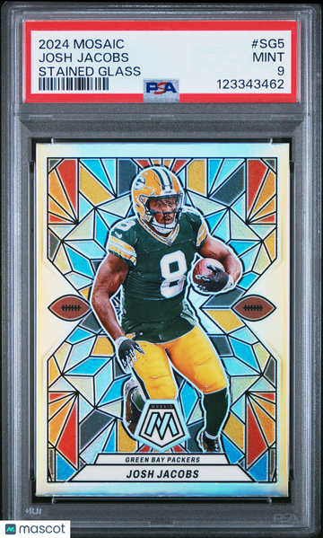 2024 Panini Mosaic Stained Glass Josh Jacobs #SG5 PSA 9