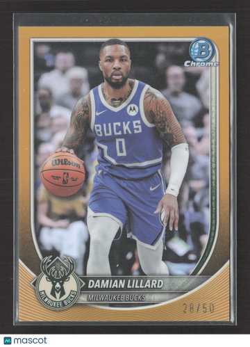2025 Topps Bowman Chrome Damian Lillard #BCV-81 Gold Refractor /50