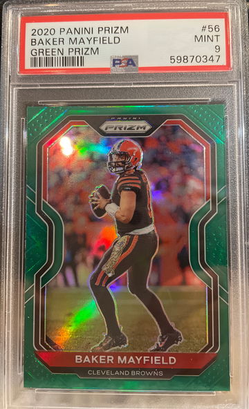 2020 Prizm Baker Mayfield Green Prizm #56 PSA 9