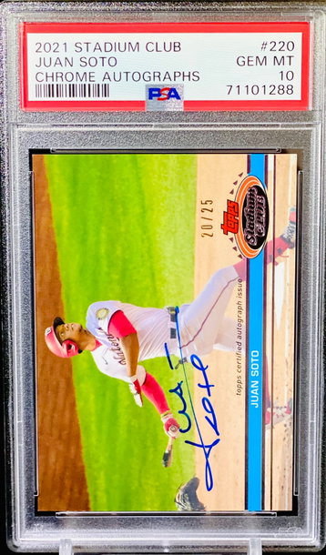 Juan Soto 1991 Stadium Club Auto /25 PSA 10 POP 1
