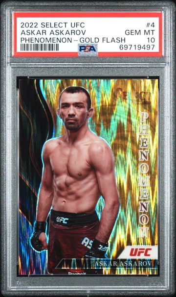 2022 PANINI SELECT UFC PHENOMENON ASKAR ASKAROV #4 PHENOMENON-GOLD FLASH PSA 10