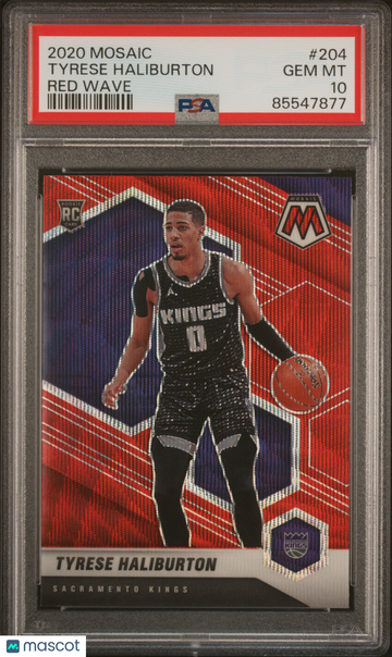 2020 Panini Mosaic Tyrese Haliburton #204 Red Wave PSA 10