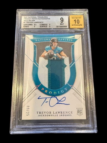 2021 National Treasures | Rookie Trevor Lawrence | Prodigy Patch Autos | /25 | BGS9 Auto 10