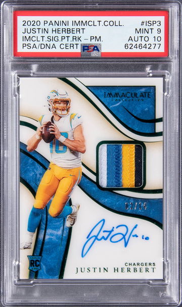 2020 Panini Immaculate Collection Justin Herbert #ISP3 Rookie Auto PSA 9 