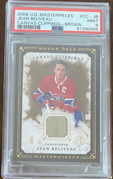 Jean Beliveau - UD Masterpieces Canvas Clippings - PSA 9