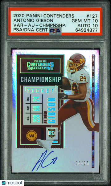 2020 Panini Contenders Antonio Gibson #127 Variation Rookie AU PSA 10 Auto 10