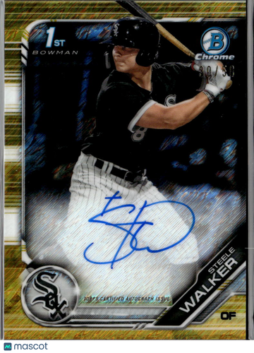 Steele Walker 2019 Bowman Chrome 1st Bowman Auto Gold Shimmer Refractor /50 Chicago White Sox