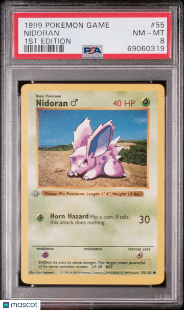 1999 Pokemon Game Nidoran 1st Edition PSA 8 #55