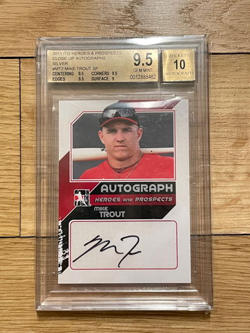 2011 Mike Trout /39 ITG Heroes & Prospects Close Up Autographs Silver BGS 9.5/AUTO 10