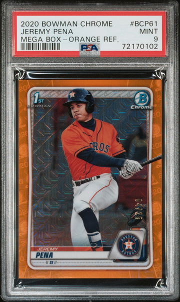 2020 BOWMAN CHROME JEREMY PENA ORANGE MEGA BOX REFRACTOR /25 PSA 9
