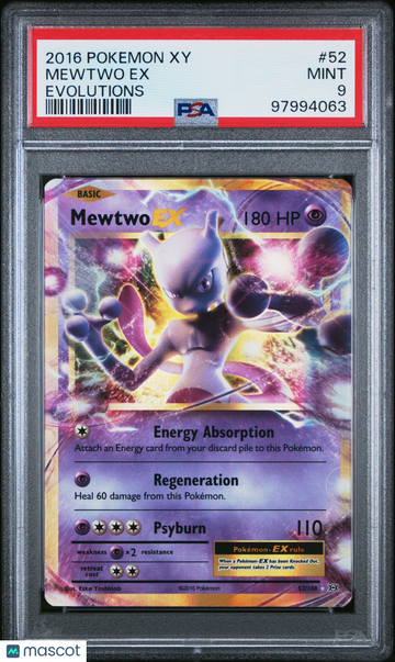 2016 Pokemon Xy Evolutions Mewtwo EX Evolutions PSA 9 #52