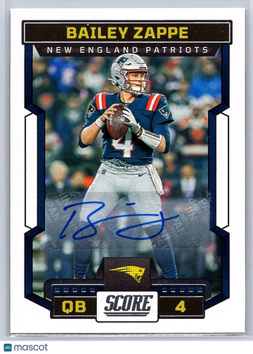 2023 Panini Bailey Zappe #281 Signatures Parallel/Variety Score New England Patriots