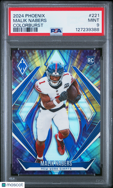 2024 Panini Phoenix Malik Nabers #221 Colorburst PSA 9