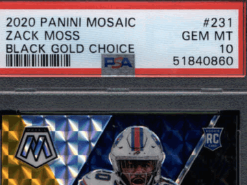 Graded 2020 Mosaic Zack Moss Buffalo Bills Rookie Black Gold Choice /8 PSA 10 Trading Card