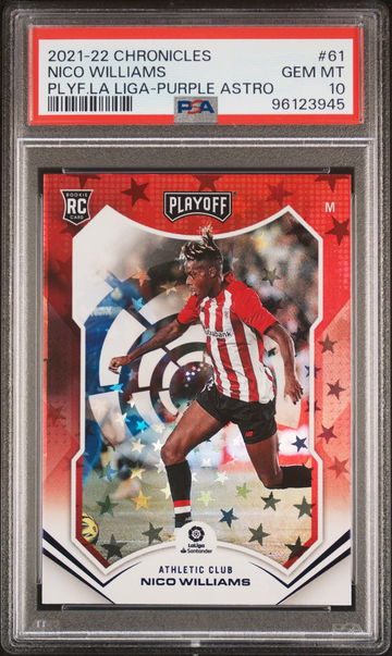 2021-22 PANINI CHRONICLES PLAYOFF LA LIGA NICO WILLIAMS PURPLE ASTRO #61 PSA 10
