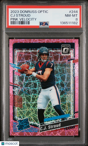 2023 Panini Donruss Optic CJ Stroud #244 Pink Velocity /79 Rookie RC PSA 8
