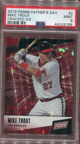2019 Panini Father's Day #2 Mike Trout Cracked Ice SP/25 PSA 9 MINT POP 3