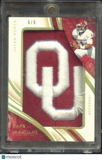 Jalen Hurts 2020 Panini Immaculate Collection Collegiate Caps Patch Memorabilia /9 Oklahoma Sooners