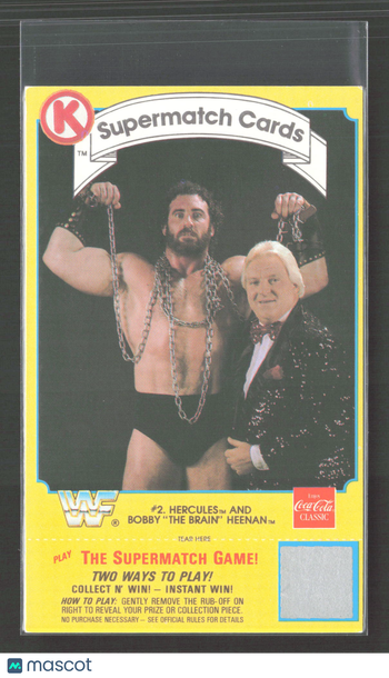 1987 Circle K WWF Supermatch Cards Bobby "The Brain" Heenan Hercules #2