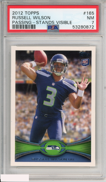 2012 TOPPS RUSSELL WILSON #165 PASSING-STANDS VISIBLE ROOKIE RC PSA 7 NM