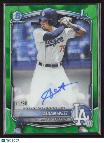 2025 Bowman Chrome Aidan West #CPA-AWE Green Refractor /10. 1st Bowman
