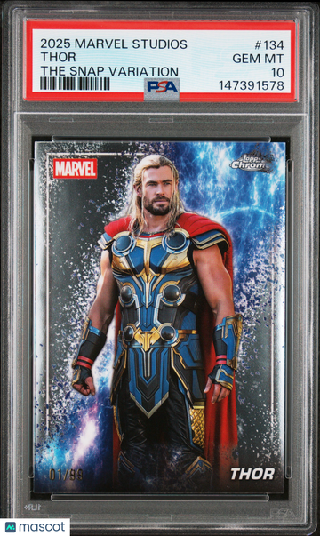 2025 Topps Marvel Studios Chrome The Snap Variations Thor 1/99 Alpha #134 PSA 10