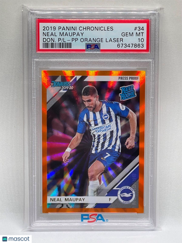 2019 Panini Chronicles Neal Maupay #34 Don. PP Orange Laser PSA 10